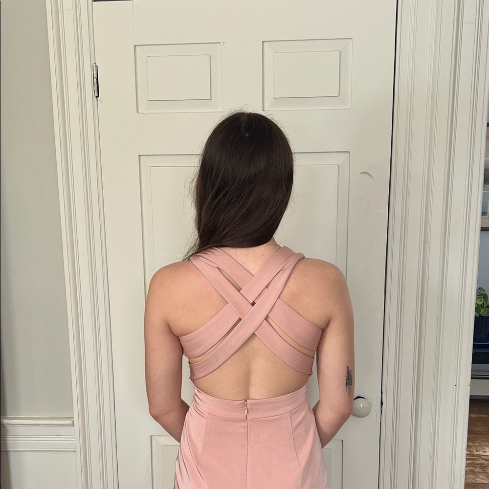 Xscape Blush Pink Halter Maxi Dress PROM